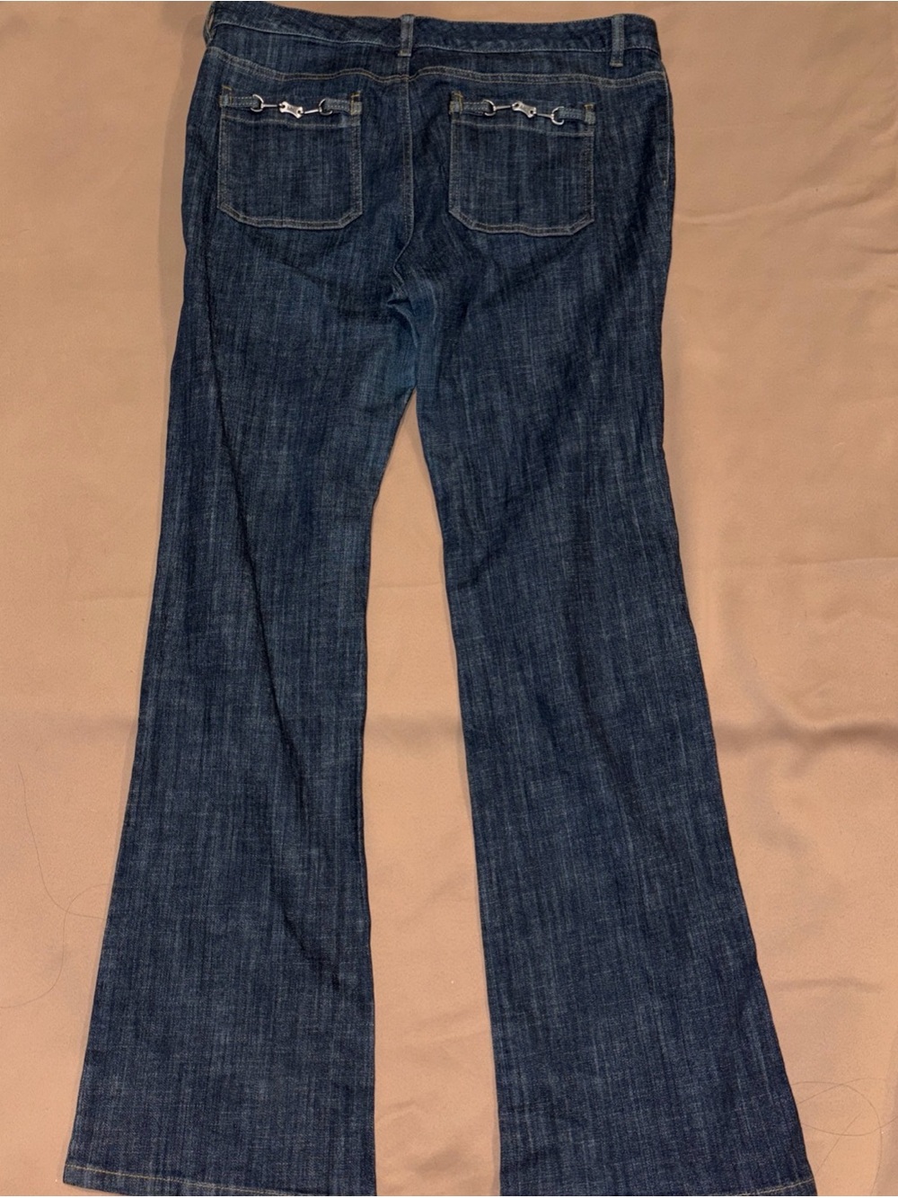 Dark Denim Jeans Slight Flare Horsebit Pockets Hardware Michael Kors Size 12